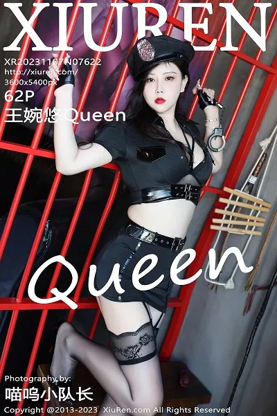 [XiuRen秀人网]No.7622_模特王婉悠Queen黑色情趣制服露蕾丝内衣配黑丝吊袜诱惑写真62P