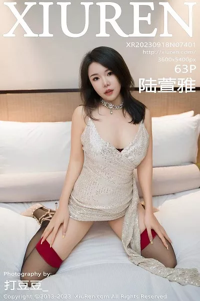 [XiuRen秀人网]No.7401_模特陆萱雅性感银白吊带短裙露黑色蕾丝情趣内衣完美诱惑写真63P