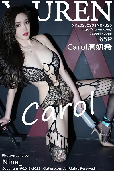 [XiuRen秀人网]No.7325_女神Carol周妍希黑色连蕾丝情趣连体衣+红色情趣服惹火诱惑写真65P