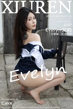 [XiuRen秀人网]No.7195_女神Evelyn艾莉性感蓝色运动上衣露黑色情趣内衣惹火诱惑写真69P
