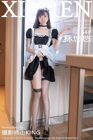 [XiuRen秀人网]No.7034_模特林悠悠性感黑色女仆服饰配黑色网格袜秀曼妙身姿诱惑写真84P