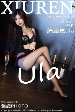 [XiuRen秀人网]No.6770_女神绮里嘉ula黑色上衣配灰色短裙露黑色蕾丝内衣完美诱惑写真93P
