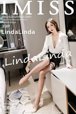 [IMISS爱蜜社]Vol.661_模特LindaLinda白色上衣配黑短裙半脱露性感内衣蕾丝袜诱惑写真39P
