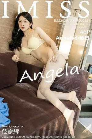 [IMISS爱蜜社]Vol.531_女神Angela小热巴针织衣半脱露米色内衣配肉丝裤袜诱惑写真46P