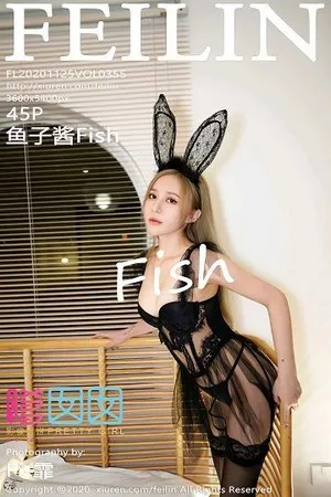 [FeiLin嗲囡囡]VOL.355_嫩模鱼子酱Fish精致兔耳朵主题黑色情趣内衣半脱撩人诱惑写真45P