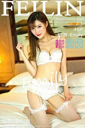 [FeiLin嗲囡囡]Vol.030_嫩模奶茶-Emily性感白色内衣白色蕾丝袜迷人写真46P