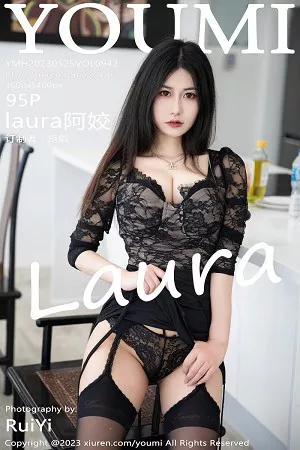 [YouMi尤蜜荟]Vol.942_模特laura阿姣黑色轻透薄纱连衣裙露蕾丝情趣内衣完美诱惑写真95P