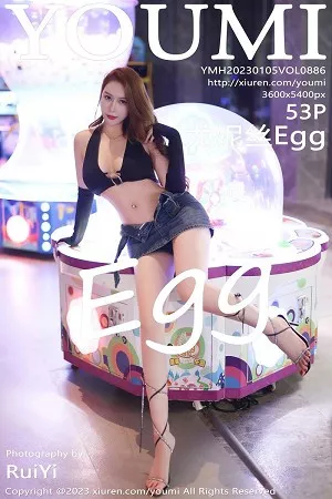 [YouMi尤蜜荟]Vol.886_女神尤妮丝Egg性感黑色服饰配牛仔短裙半脱秀丰满身材诱惑写真53P
