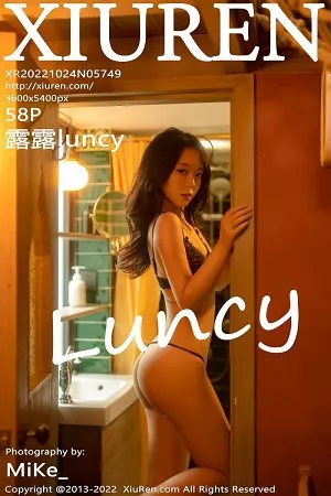 [XiuRen秀人网]No.5749_模特露露luncy酒店场景蓝色花式长裙半脱露黑色蕾丝内衣诱惑写真58P