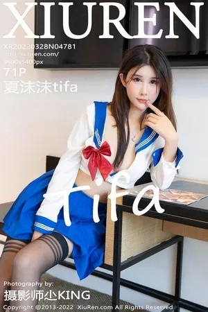 [XiuRen秀人网]No.4781_模特夏沫沫tifa性感半截白色上衣配蓝色短裙秀完美身材诱惑写真71P